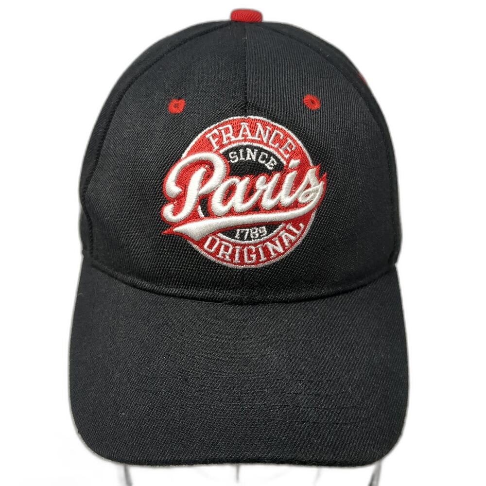 France Paris Strapback Hat Black One Size Adjustable Embroidered Tour